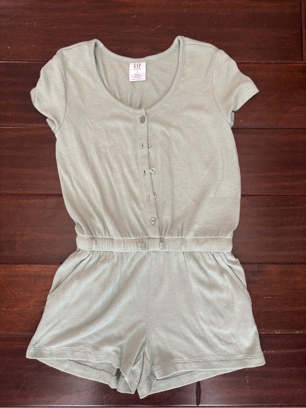 GAP Short Sleeve Knit Romper in Light Sage